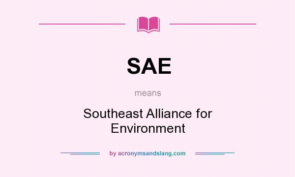 What does SAE mean? It stands for Southeast Alliance for Environment