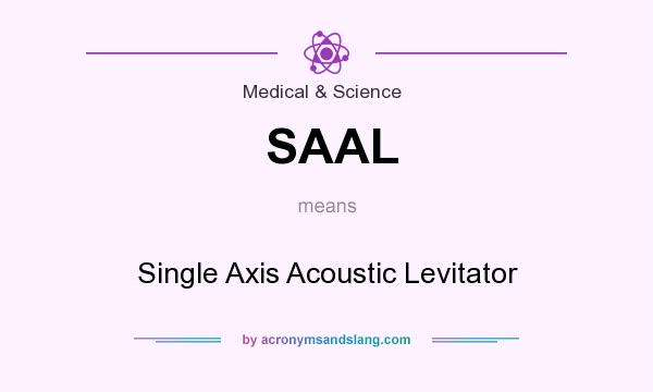 What does SAAL mean? It stands for Single Axis Acoustic Levitator