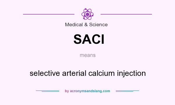 What does SACI mean? It stands for selective arterial calcium injection