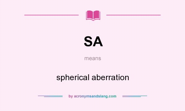 What does SA mean? It stands for spherical aberration