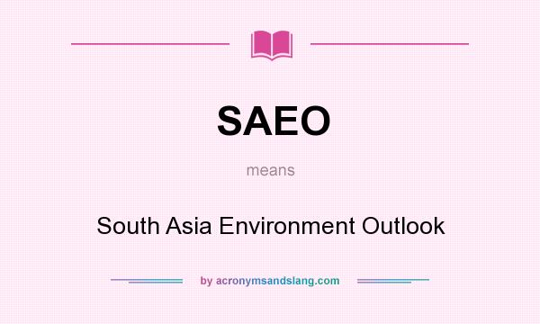 What does SAEO mean? It stands for South Asia Environment Outlook
