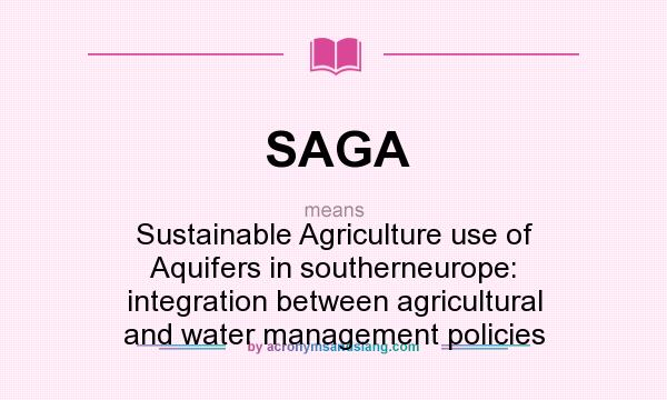 What does SAGA mean? It stands for Sustainable Agriculture use of Aquifers in southerneurope: integration between agricultural and water management policies