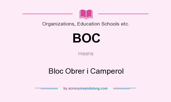What does BOC mean? It stands for Bloc Obrer i Camperol
