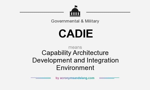 What does CADIE mean? It stands for Capability Architecture Development and Integration Environment