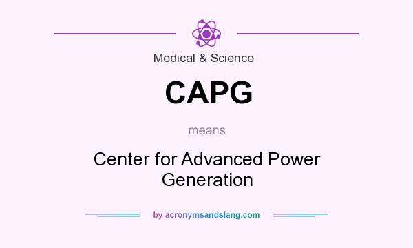 What does CAPG mean? It stands for Center for Advanced Power Generation