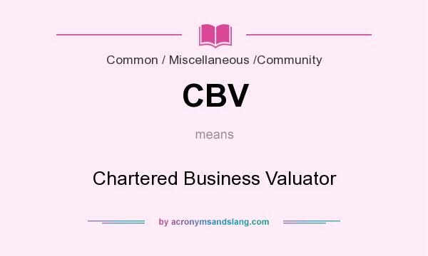 What does CBV mean? It stands for Chartered Business Valuator