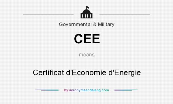 What does CEE mean? It stands for Certificat d`Economie d`Energie