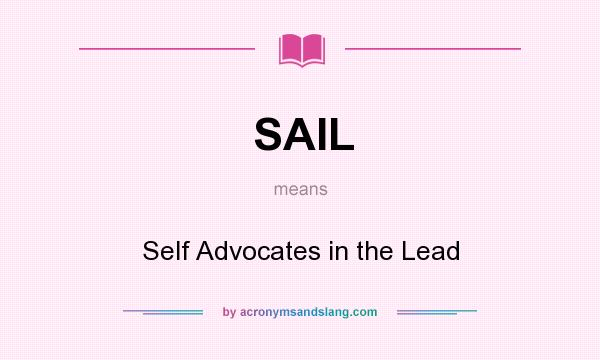 What does SAIL mean? It stands for Self Advocates in the Lead