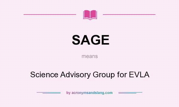 What does SAGE mean? It stands for Science Advisory Group for EVLA
