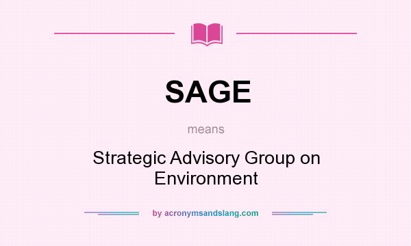 What does SAGE mean? It stands for Strategic Advisory Group on Environment