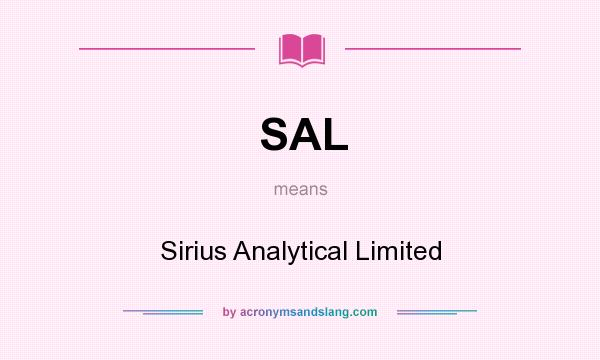 What does SAL mean? It stands for Sirius Analytical Limited