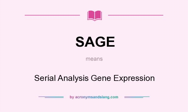 What does SAGE mean? It stands for Serial Analysis Gene Expression