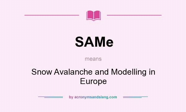 What does SAMe mean? It stands for Snow Avalanche and Modelling in Europe