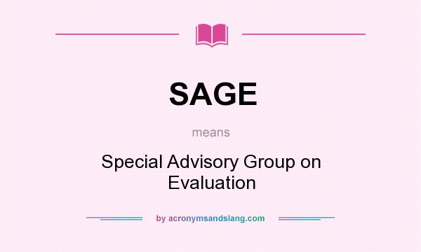 What does SAGE mean? It stands for Special Advisory Group on Evaluation