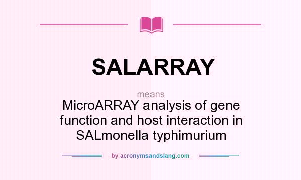 What does SALARRAY mean? It stands for MicroARRAY analysis of gene function and host interaction in SALmonella typhimurium