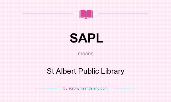What does SAPL mean? It stands for St Albert Public Library