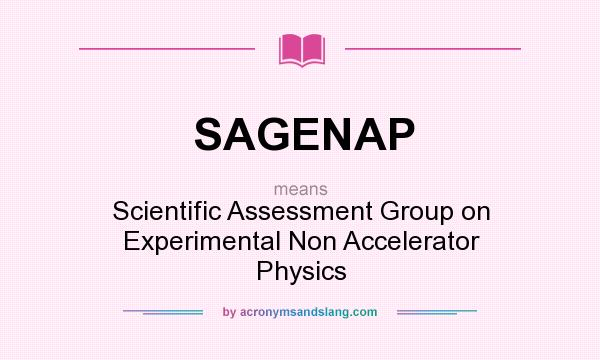 What does SAGENAP mean? It stands for Scientific Assessment Group on Experimental Non Accelerator Physics