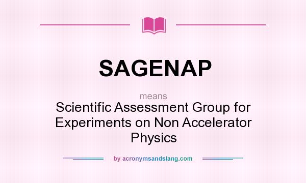 What does SAGENAP mean? It stands for Scientific Assessment Group for Experiments on Non Accelerator Physics