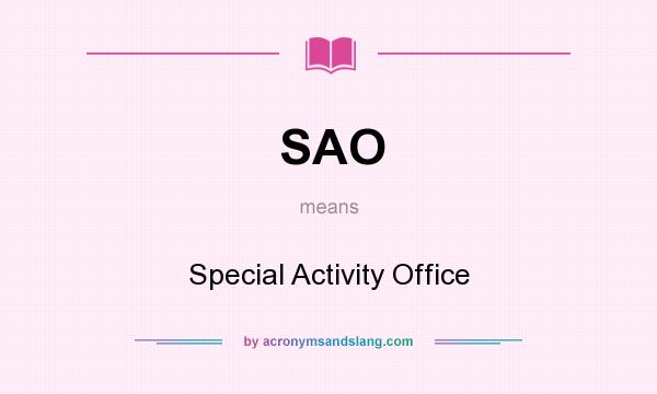 What does SAO mean? It stands for Special Activity Office