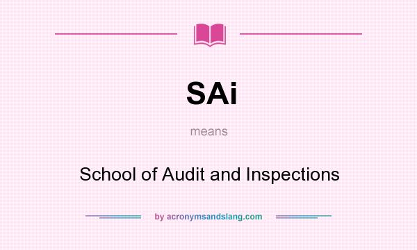 What does SAi mean? It stands for School of Audit and Inspections