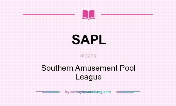 What does SAPL mean? It stands for Southern Amusement Pool League