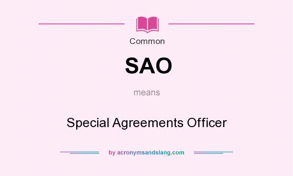What does SAO mean? It stands for Special Agreements Officer