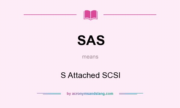 What does SAS mean? It stands for S Attached SCSI