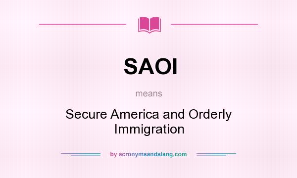 What does SAOI mean? It stands for Secure America and Orderly Immigration