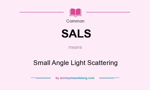 What does SALS mean? It stands for Small Angle Light Scattering