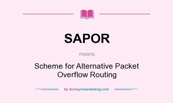 What does SAPOR mean? It stands for Scheme for Alternative Packet Overflow Routing