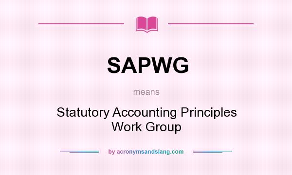 What does SAPWG mean? It stands for Statutory Accounting Principles Work Group