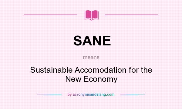 What does SANE mean? It stands for Sustainable Accomodation for the New Economy