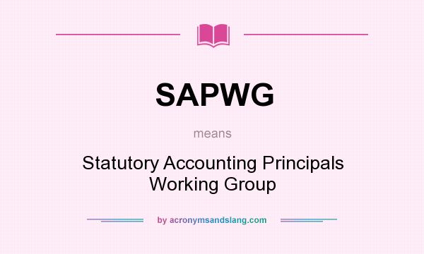 What does SAPWG mean? It stands for Statutory Accounting Principals Working Group