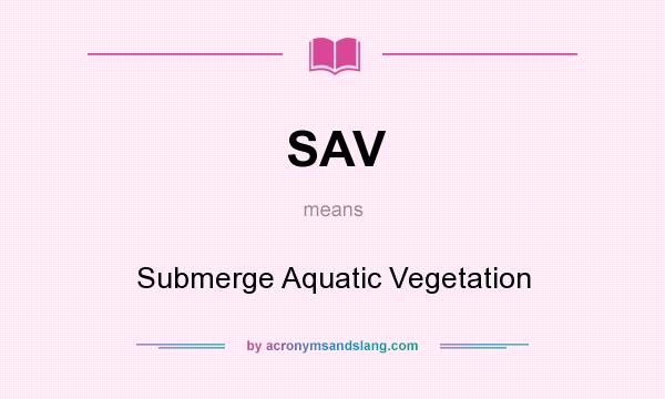 What does SAV mean? It stands for Submerge Aquatic Vegetation