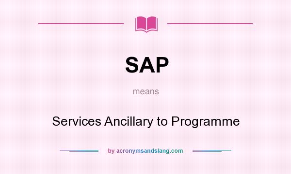 What does SAP mean? It stands for Services Ancillary to Programme