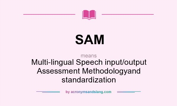 What does SAM mean? It stands for Multi-lingual Speech input/output Assessment Methodologyand standardization