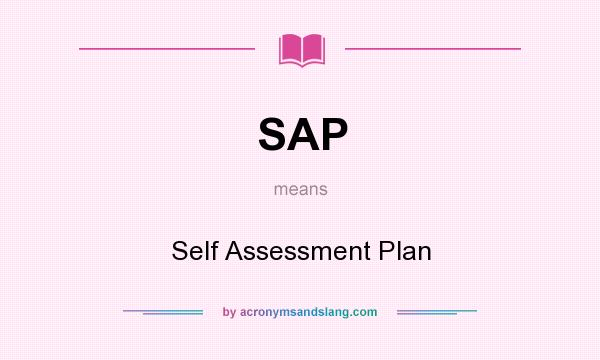 What does SAP mean? It stands for Self Assessment Plan