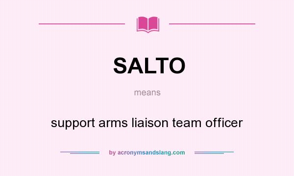 What does SALTO mean? It stands for support arms liaison team officer
