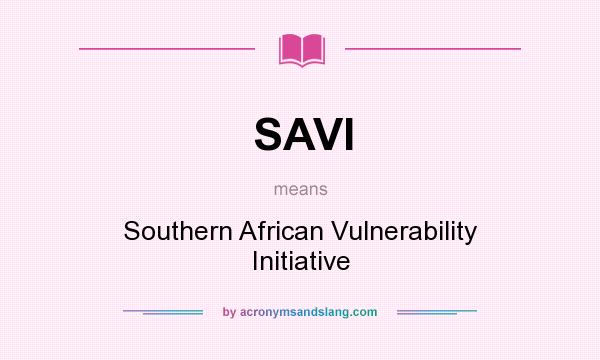 What does SAVI mean? It stands for Southern African Vulnerability Initiative