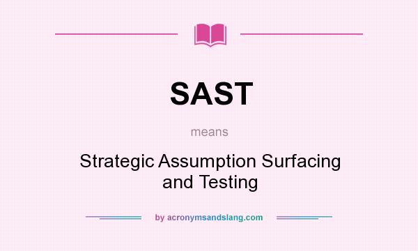 What does SAST mean? It stands for Strategic Assumption Surfacing and Testing