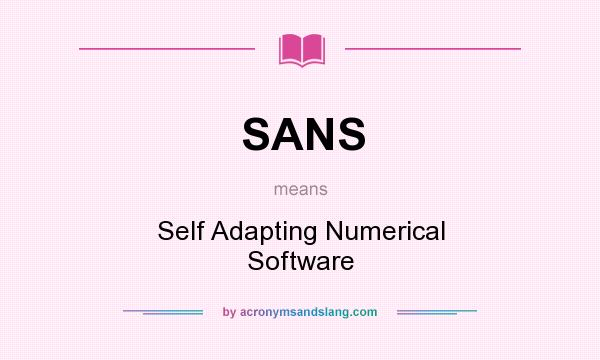 What does SANS mean? It stands for Self Adapting Numerical Software