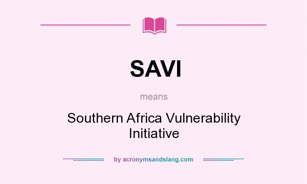 What does SAVI mean? It stands for Southern Africa Vulnerability Initiative