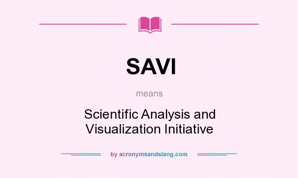 What does SAVI mean? It stands for Scientific Analysis and Visualization Initiative
