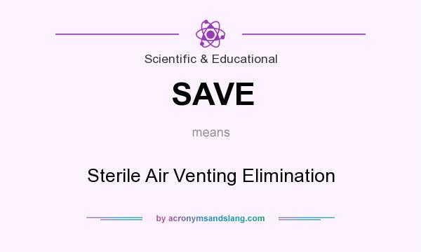 What does SAVE mean? It stands for Sterile Air Venting Elimination