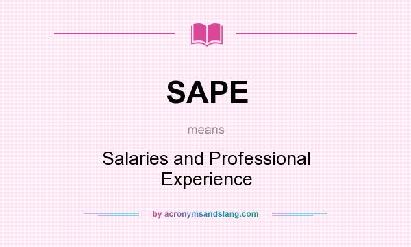 What does SAPE mean? It stands for Salaries and Professional Experience