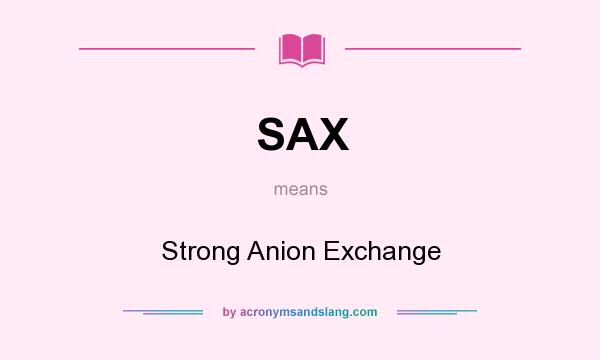 What does SAX mean? It stands for Strong Anion Exchange