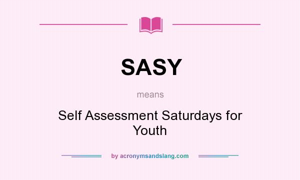 What does SASY mean? It stands for Self Assessment Saturdays for Youth