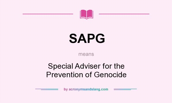 What does SAPG mean? It stands for Special Adviser for the Prevention of Genocide