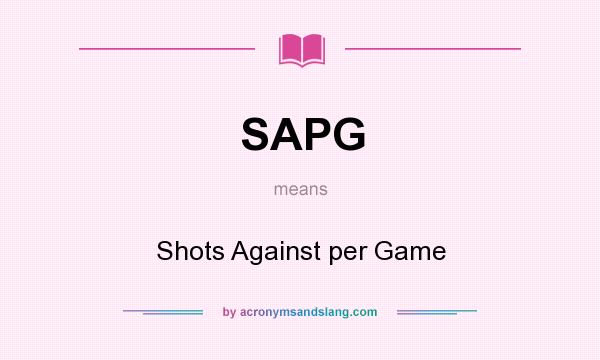 What does SAPG mean? It stands for Shots Against per Game