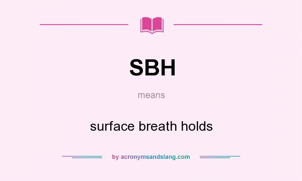 What does SBH mean? It stands for surface breath holds